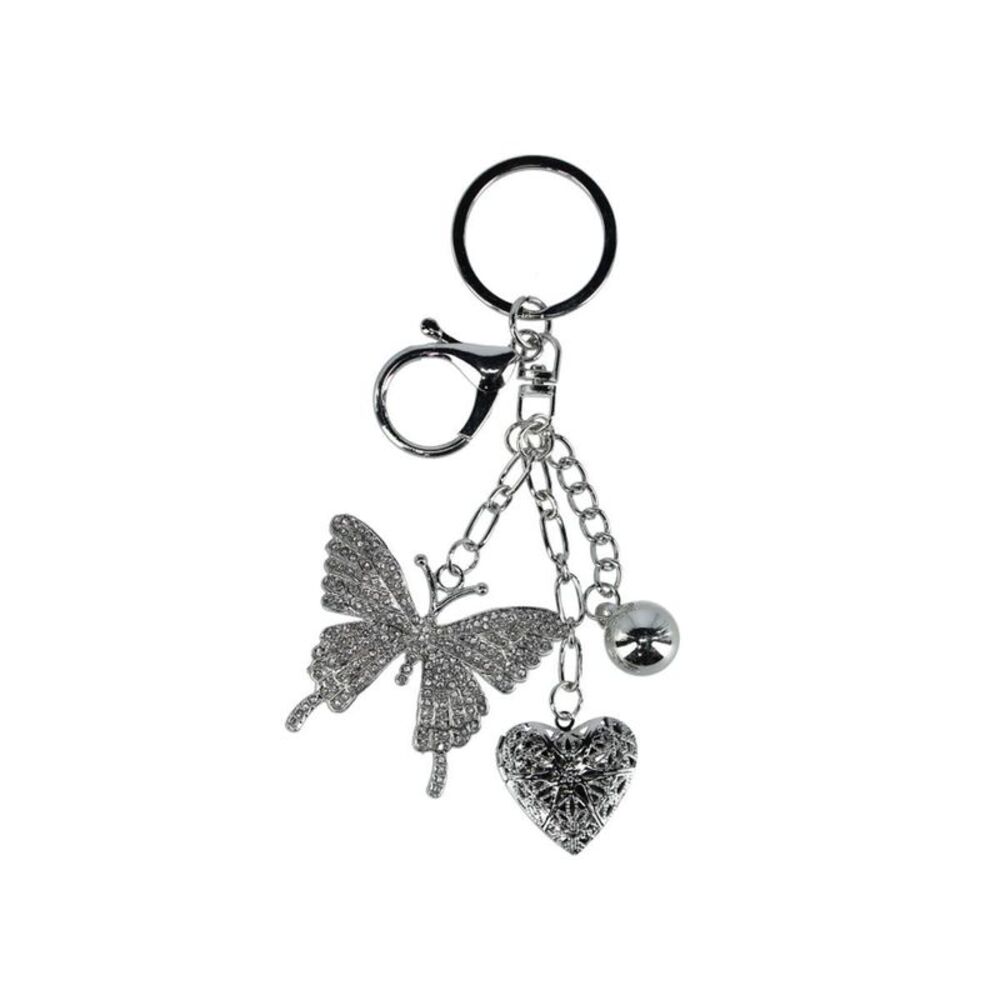 CTM Women's Crystal Butterfly & Heart Bag Charm